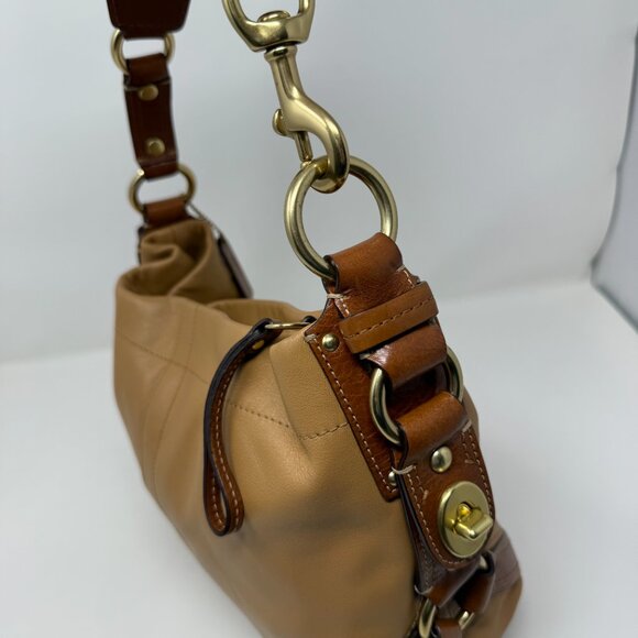 COACH 10615 Brown Leather Carly Slouchy Hobo Bag Tan Brass - Picture 5 of 10